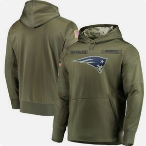 Men's England Patriots Team Sweatshirt Salute Service Sideline Therma Hoodie